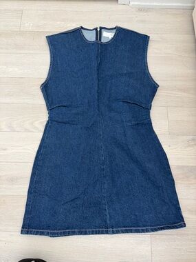 Zara Dark Blue Denim Sleeveless Mini Dress
